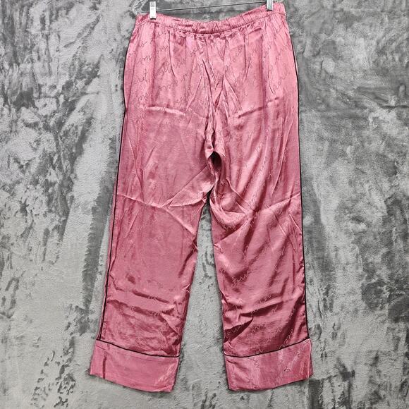 Victoria's Secret Pajama Pants Womens XL Pink Black Side Striped Satin Lounge - Picture 4 of 12